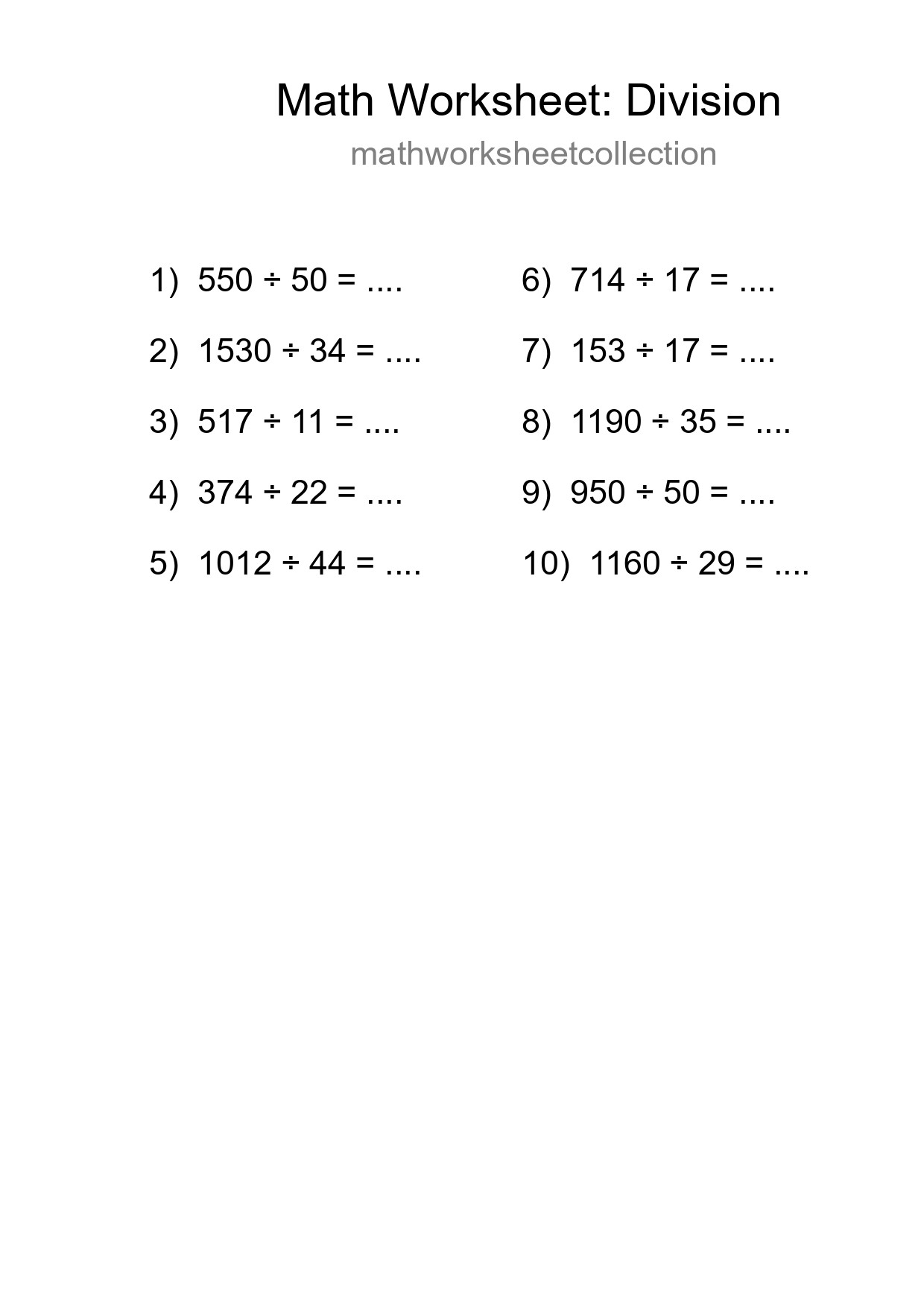 Free 10 Division Math Worksheet For Grade 2 With Answers - Part 234