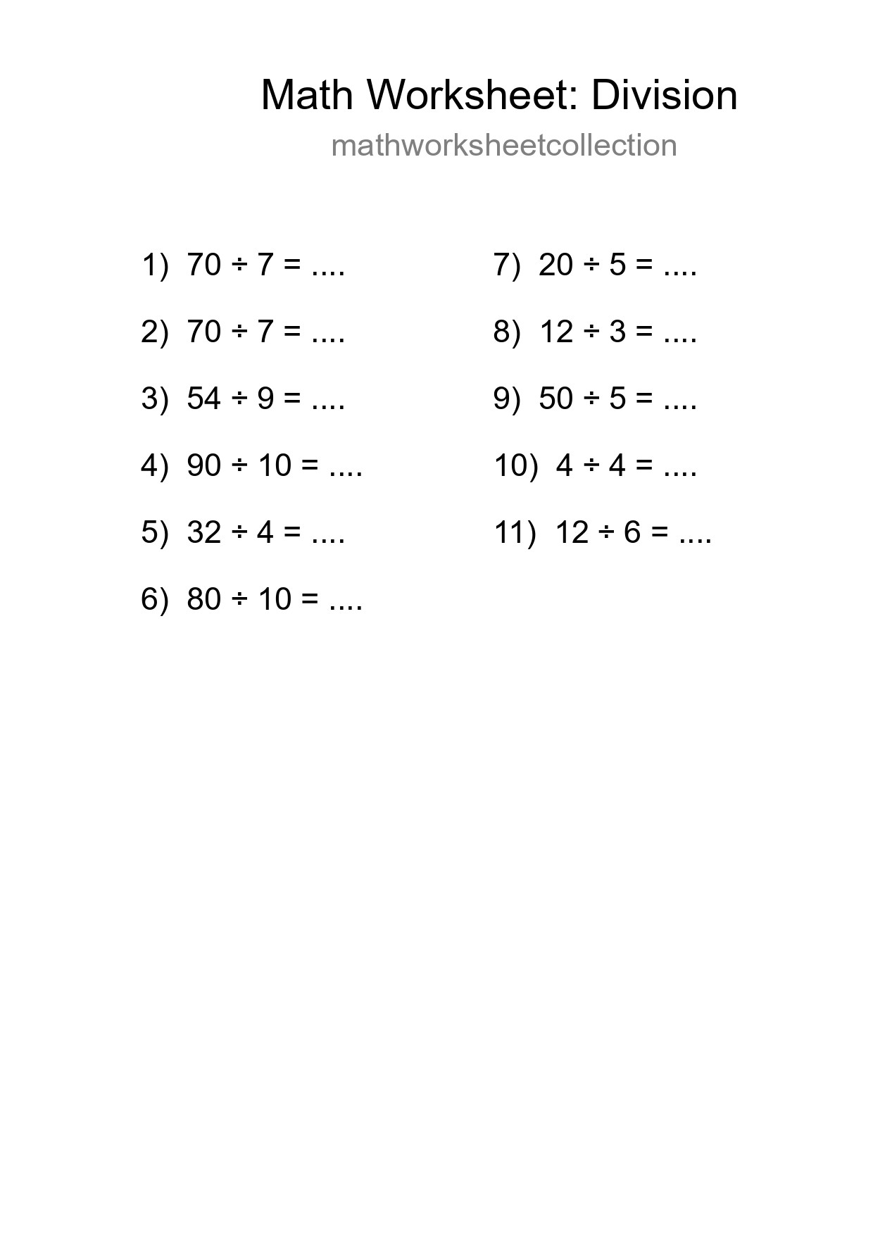 Free 11 Division Math Worksheet For Grade 1 With Answers - Part 84