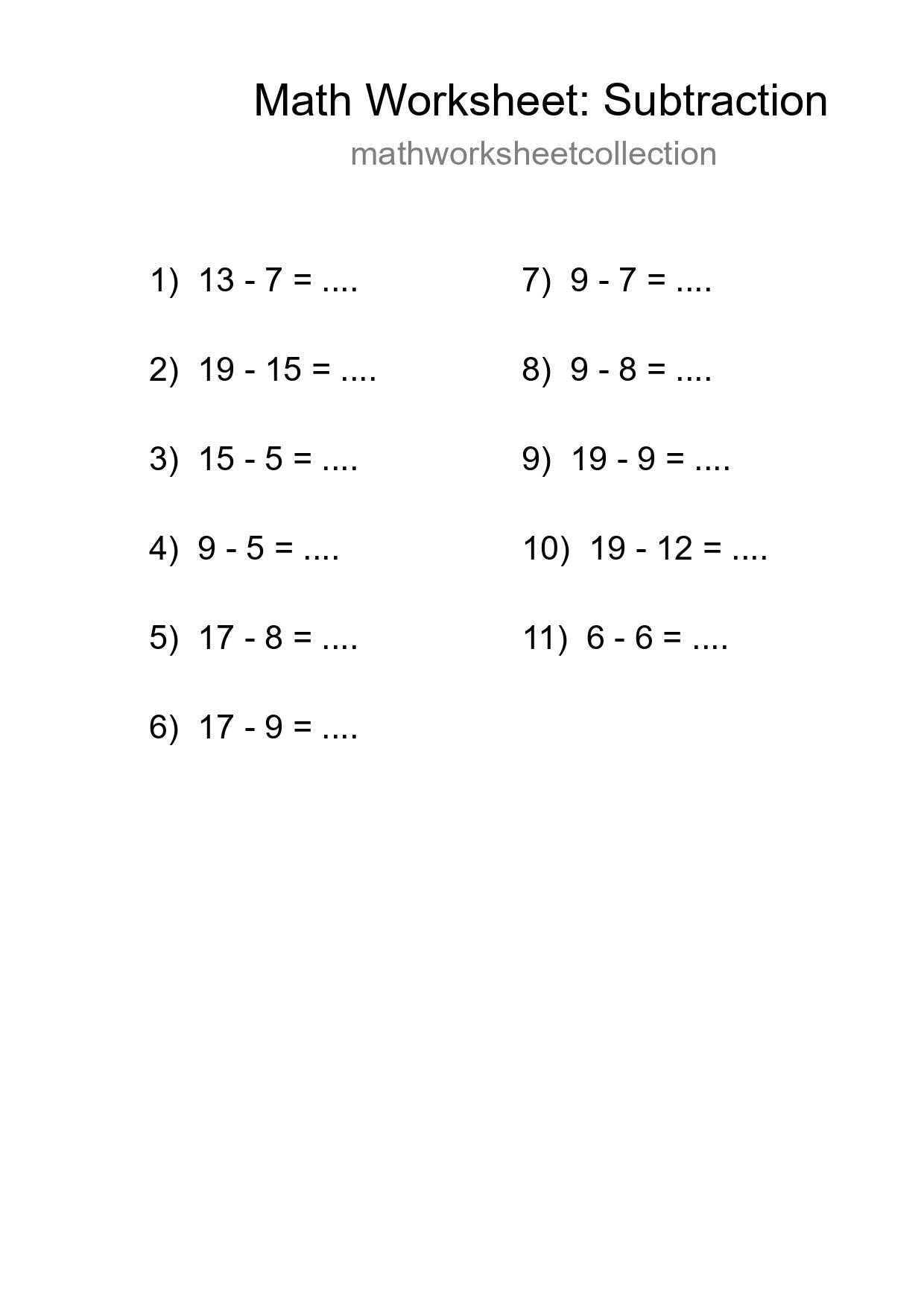 Free 11 Subtraction Math Worksheet For Grade 2 - Part 258