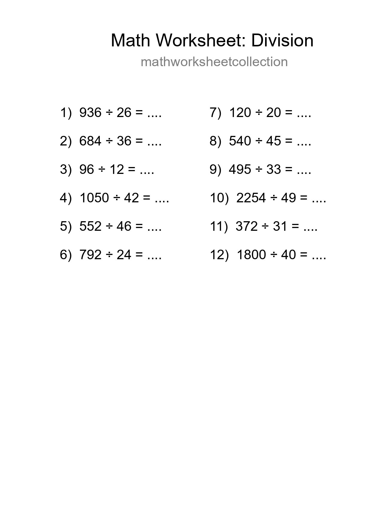 Free 12 Division Math Worksheet For Grade 2 With Answers - Part 154