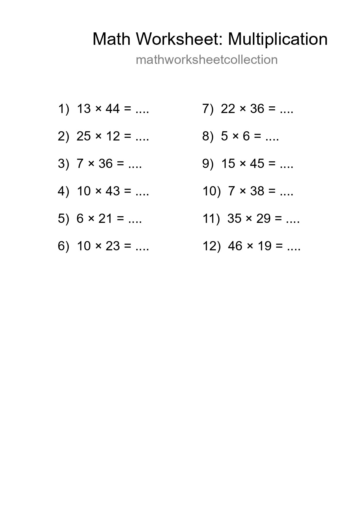 Free 12 Multiplication Math Worksheet For Grade 2 - Part 187