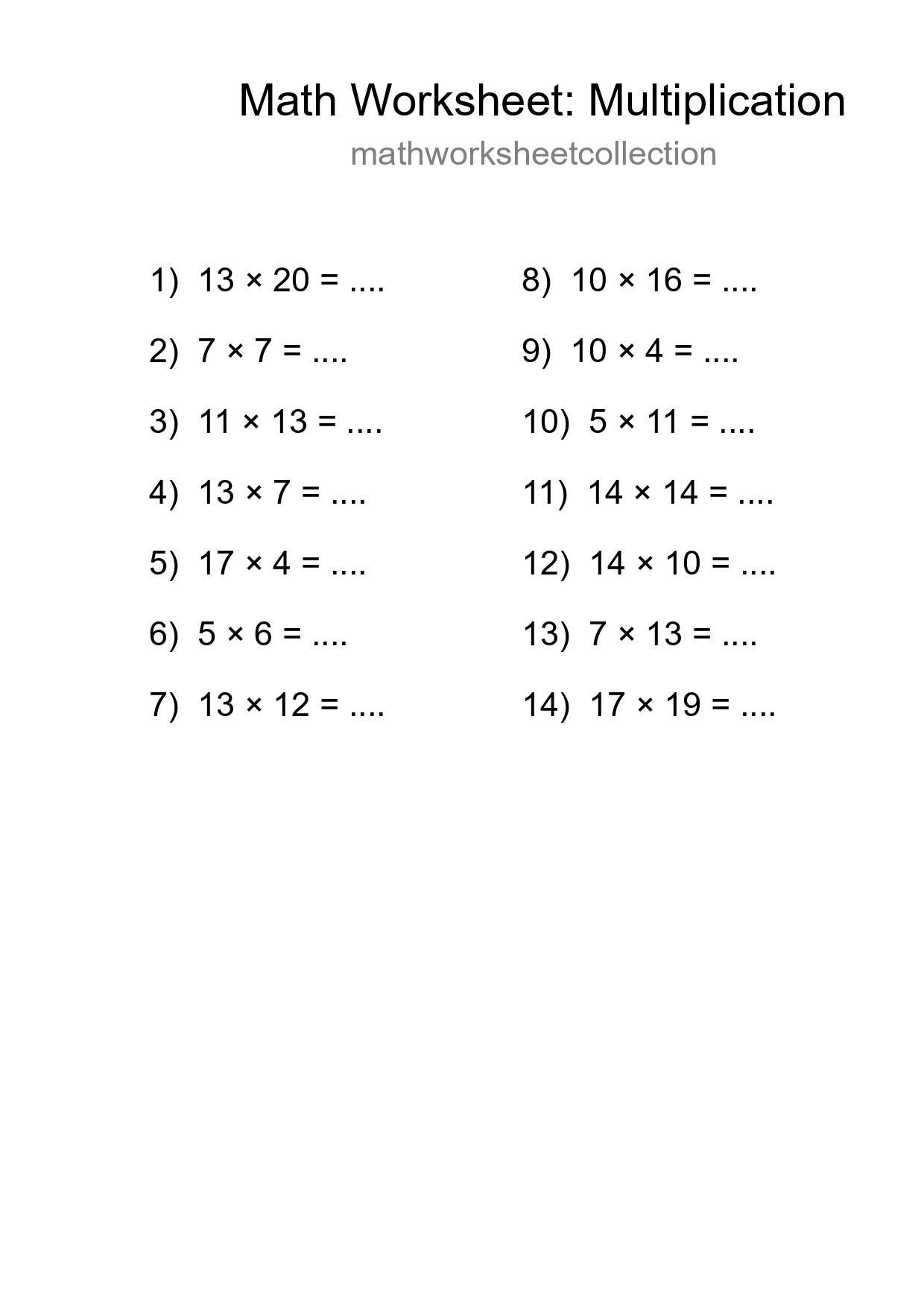 Free 14 Multiplication Math Worksheet For Grade 2 - Part 217