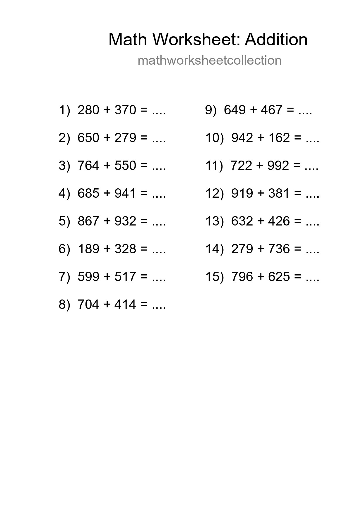 Free 15 Addition Math Worksheet For Grade 5 - Part 51
