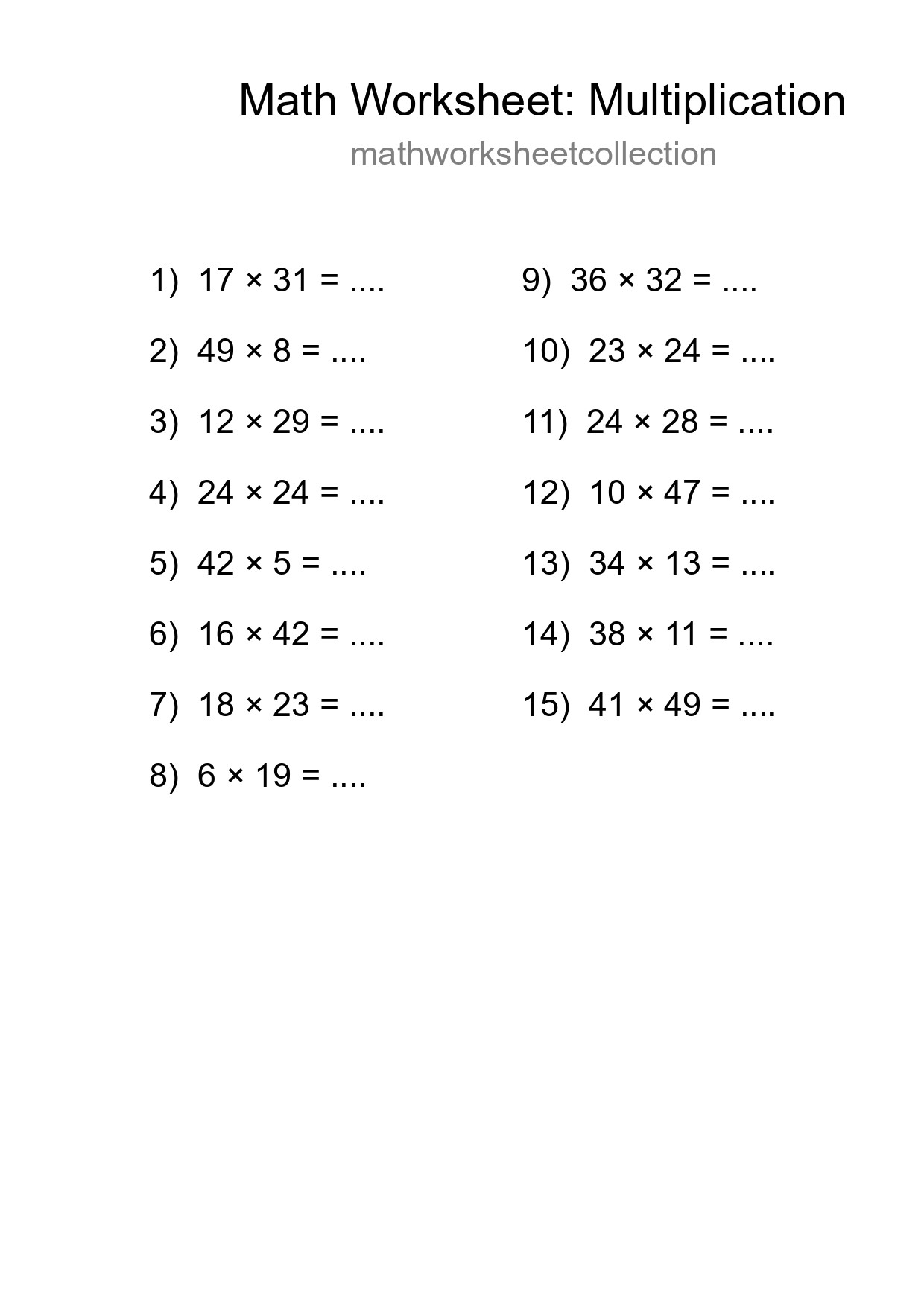 Free 15 Multiplication Math Worksheet For Grade 2 With Answers - Part 127