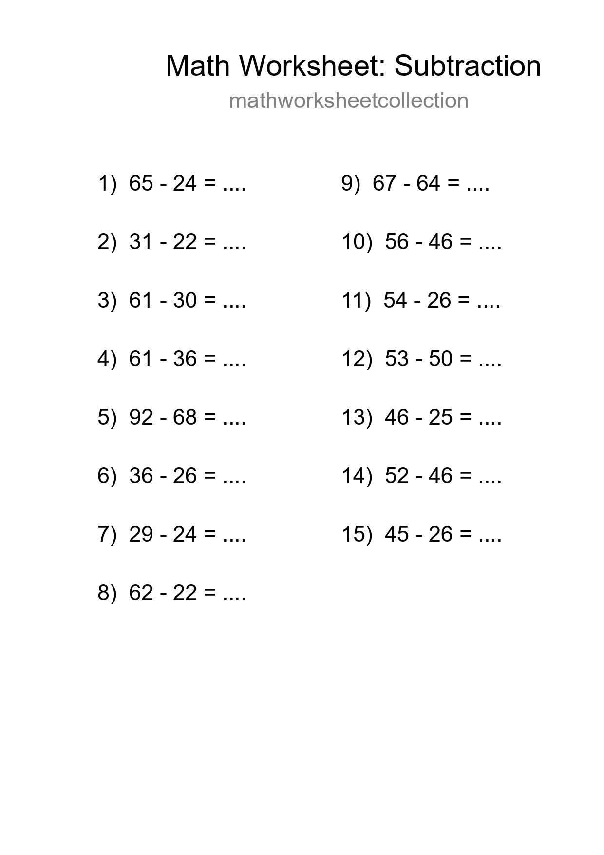 Free 15 Subtraction Math Worksheet For Grade 3 - Part 218