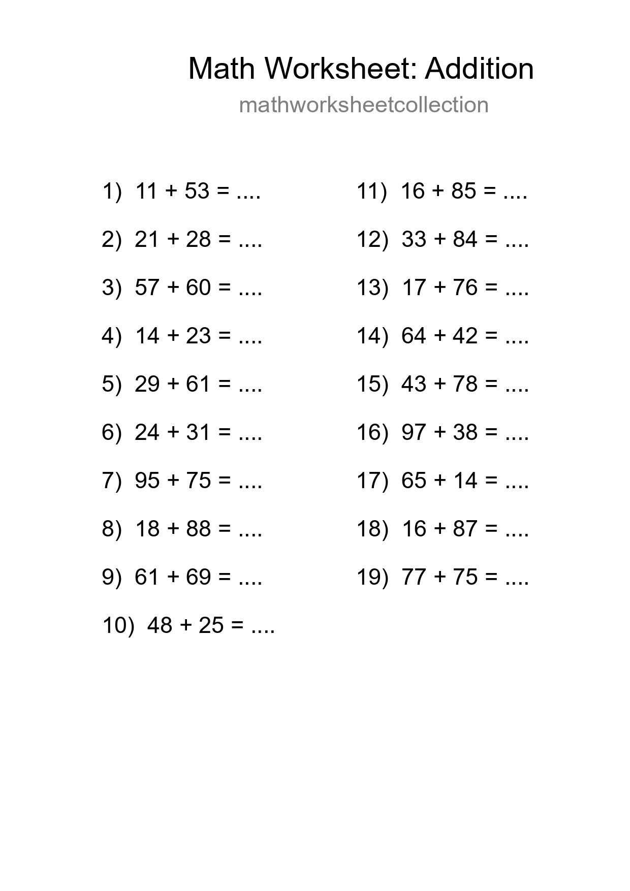 Free 19 Addition Math Worksheet For Grade 3 With Answers - Part 151