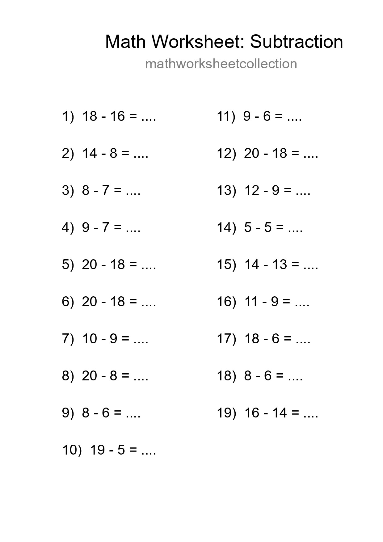 Free 19 Subtraction Math Worksheet For Grade 2 - Part 38