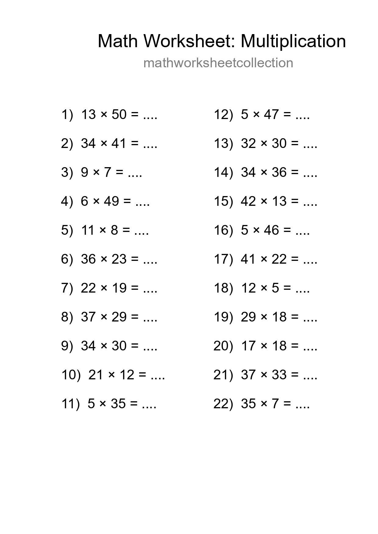 Free 22 Multiplication Math Worksheet For Grade 2 - Part 67