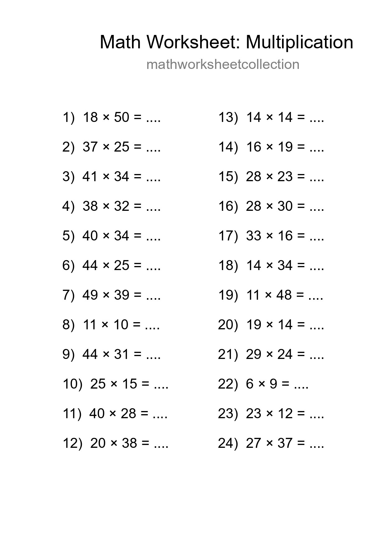 Free 24 Multiplication Math Worksheet For Grade 2 With Answers - Part 27