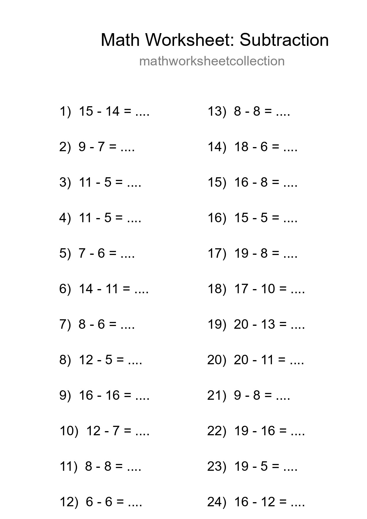 Free 24 Subtraction Math Worksheet For Grade 2 - Part 28