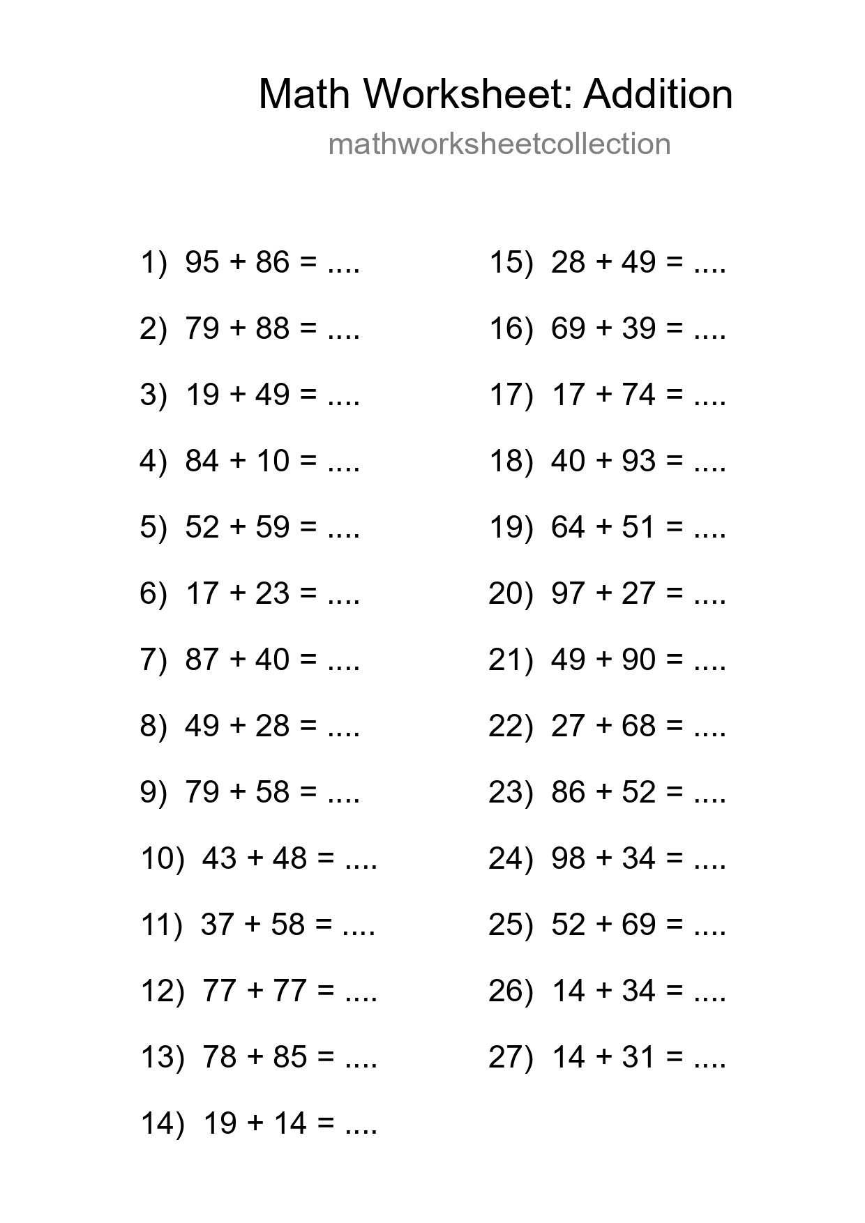 Free 27 Addition Math Worksheet For Grade 3 With Answers - Part 181