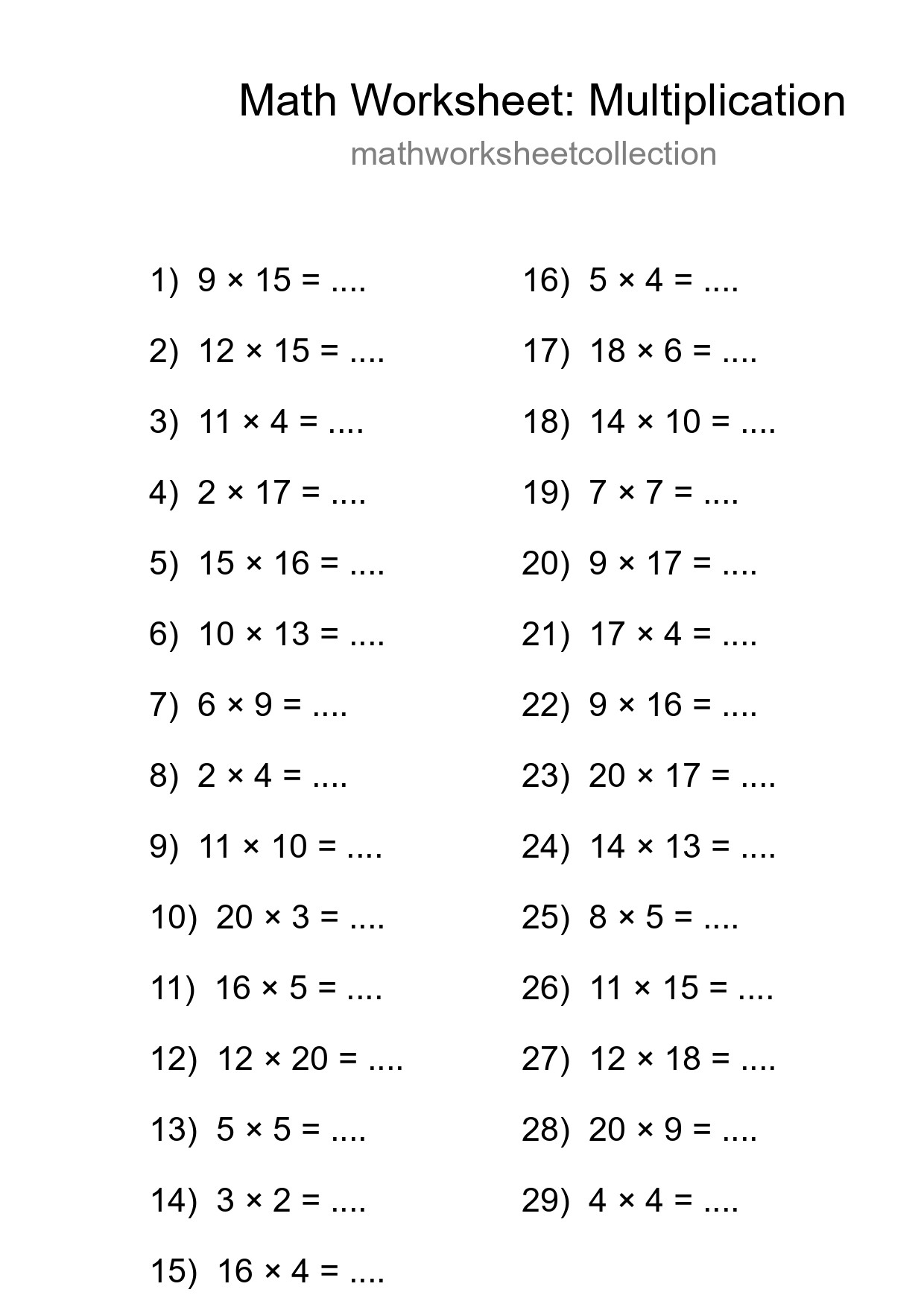 Free 29 Multiplication Math Worksheet For Grade 2 - Part 157