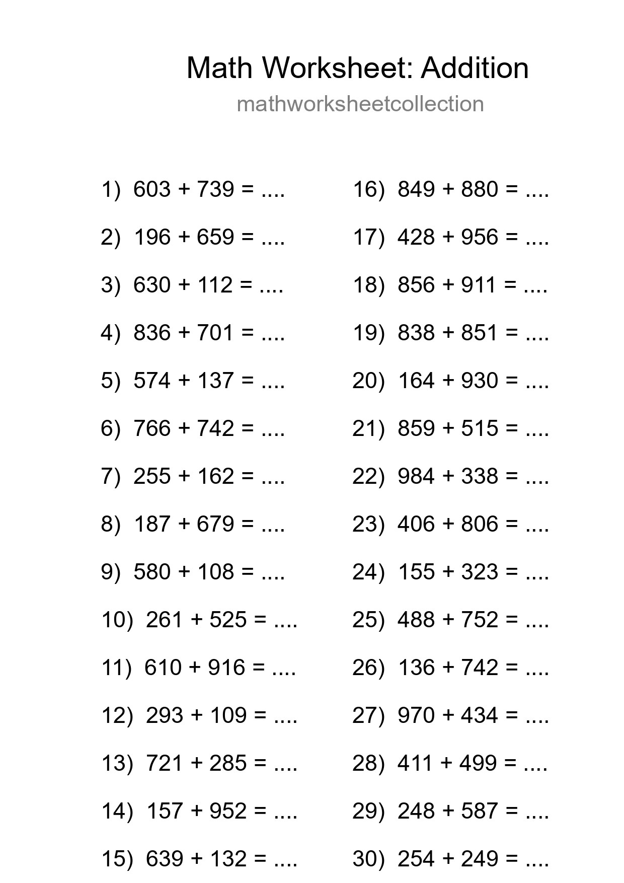 Free 30 Addition Math Worksheet For Grade 5 With Answers - Part 41