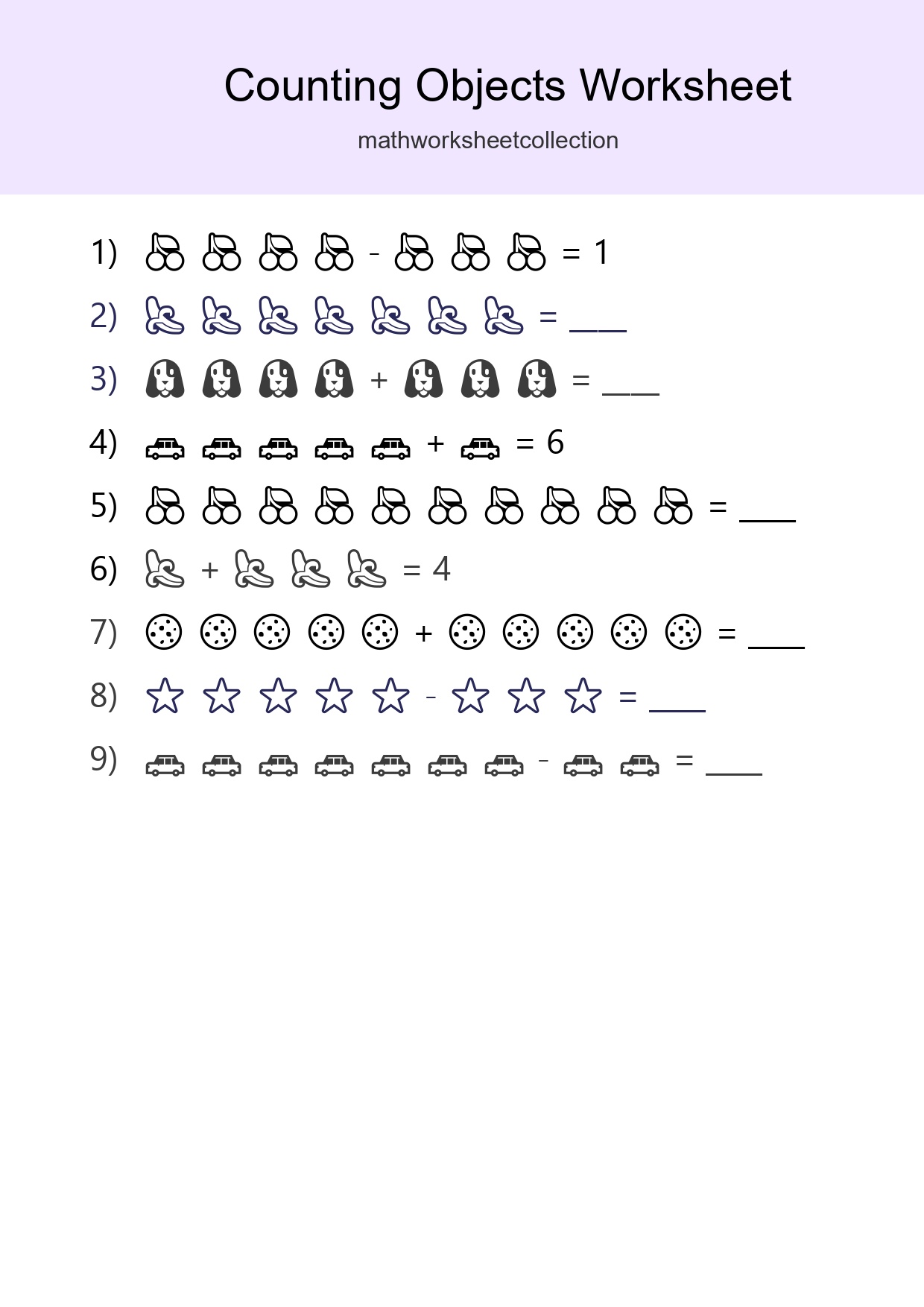 Free Counting Objects Worksheet For Kindergarten - Part 13