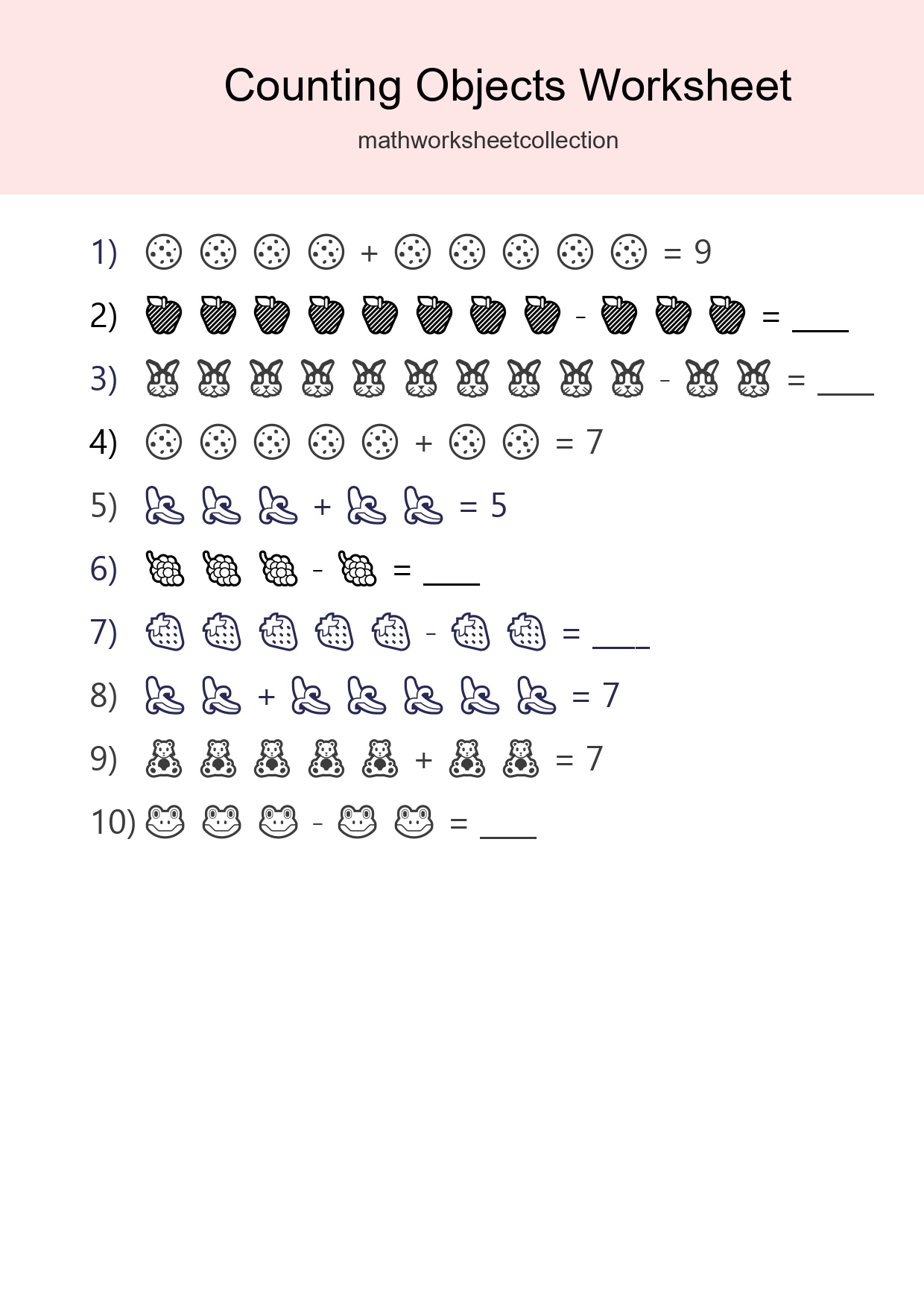 Free Counting Objects Worksheet For Kindergarten - Part 133