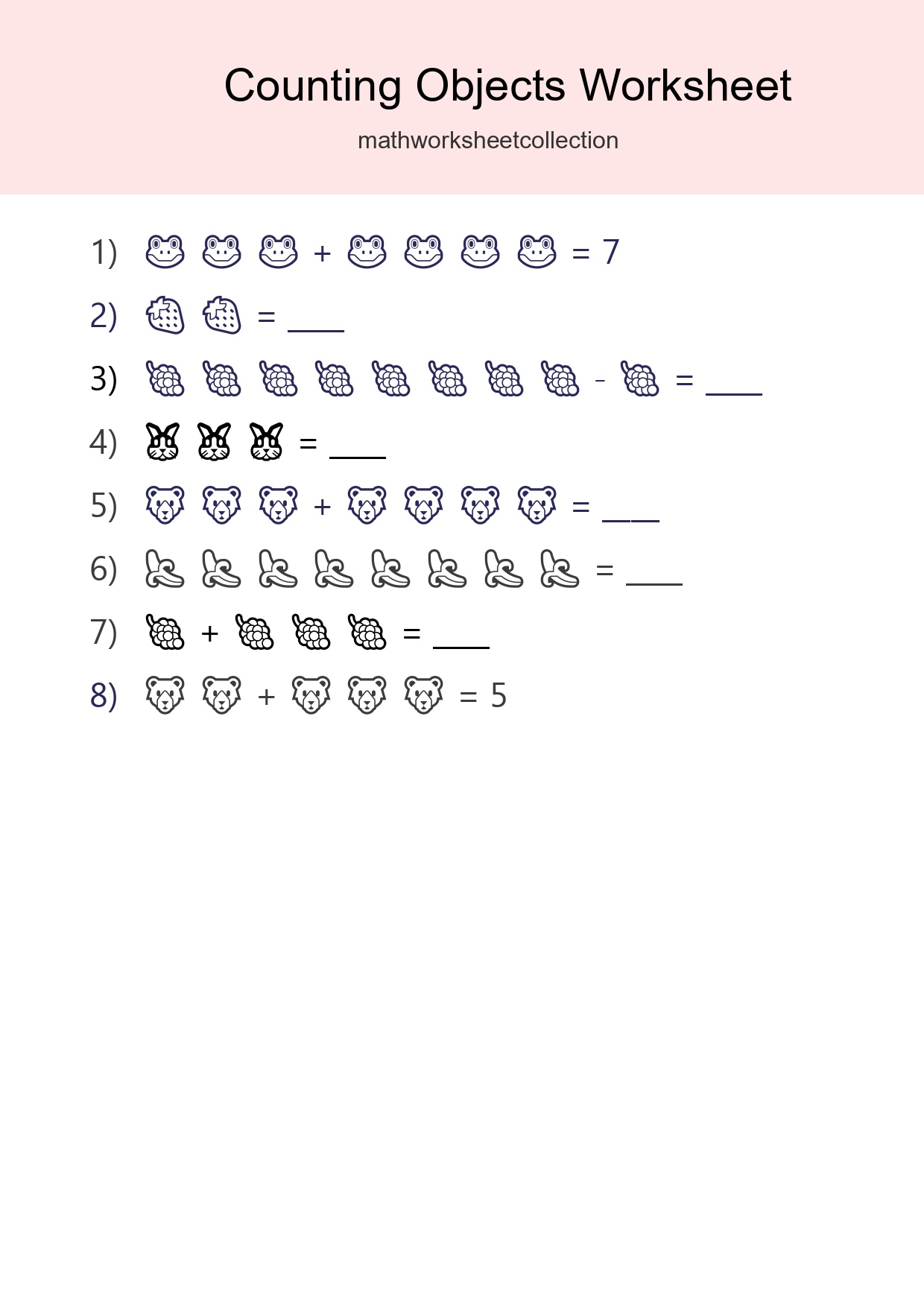 Free Counting Objects Worksheet For Kindergarten - Part 213