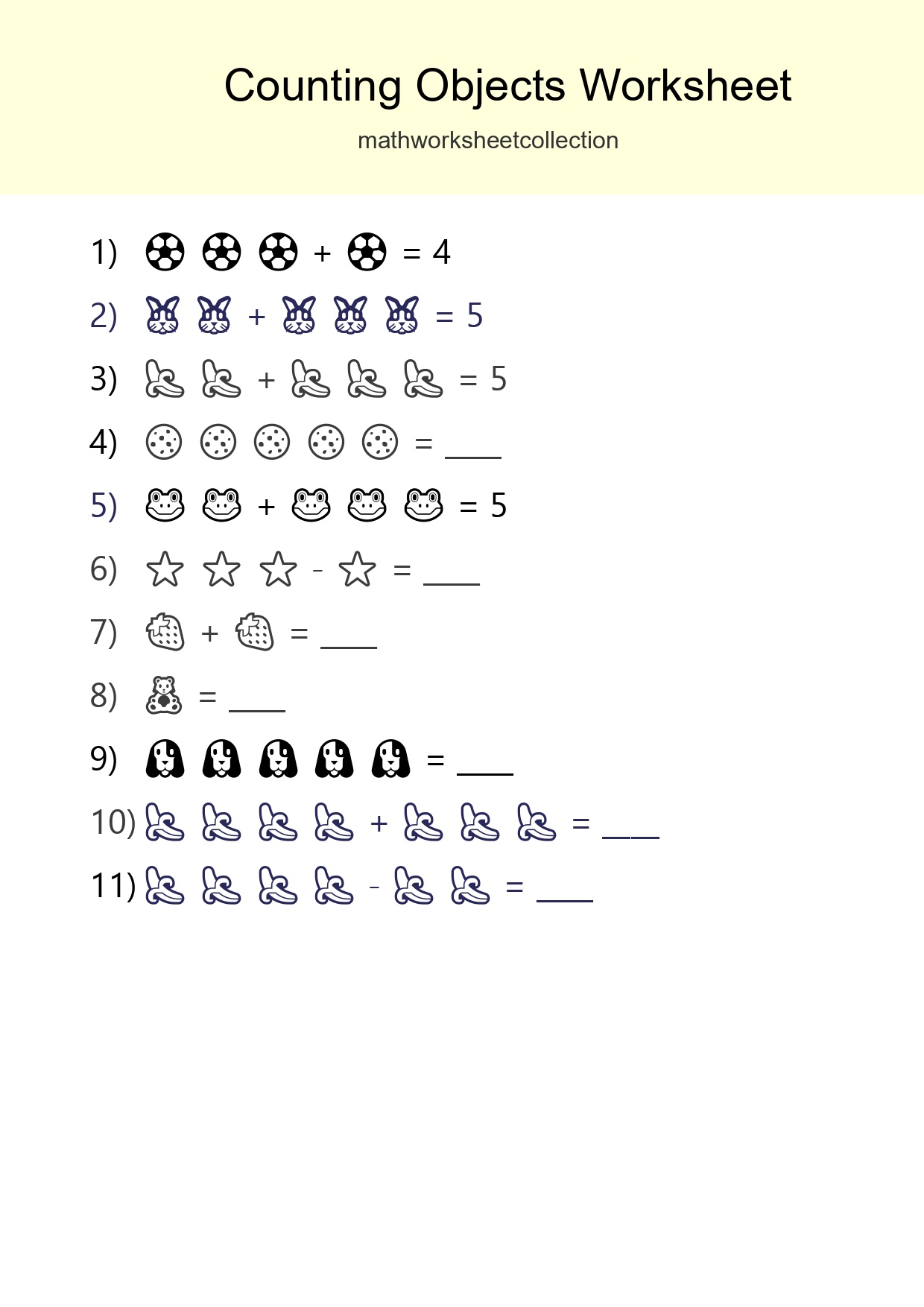 Free Counting Objects Worksheet For Kindergarten Printable - Part 223