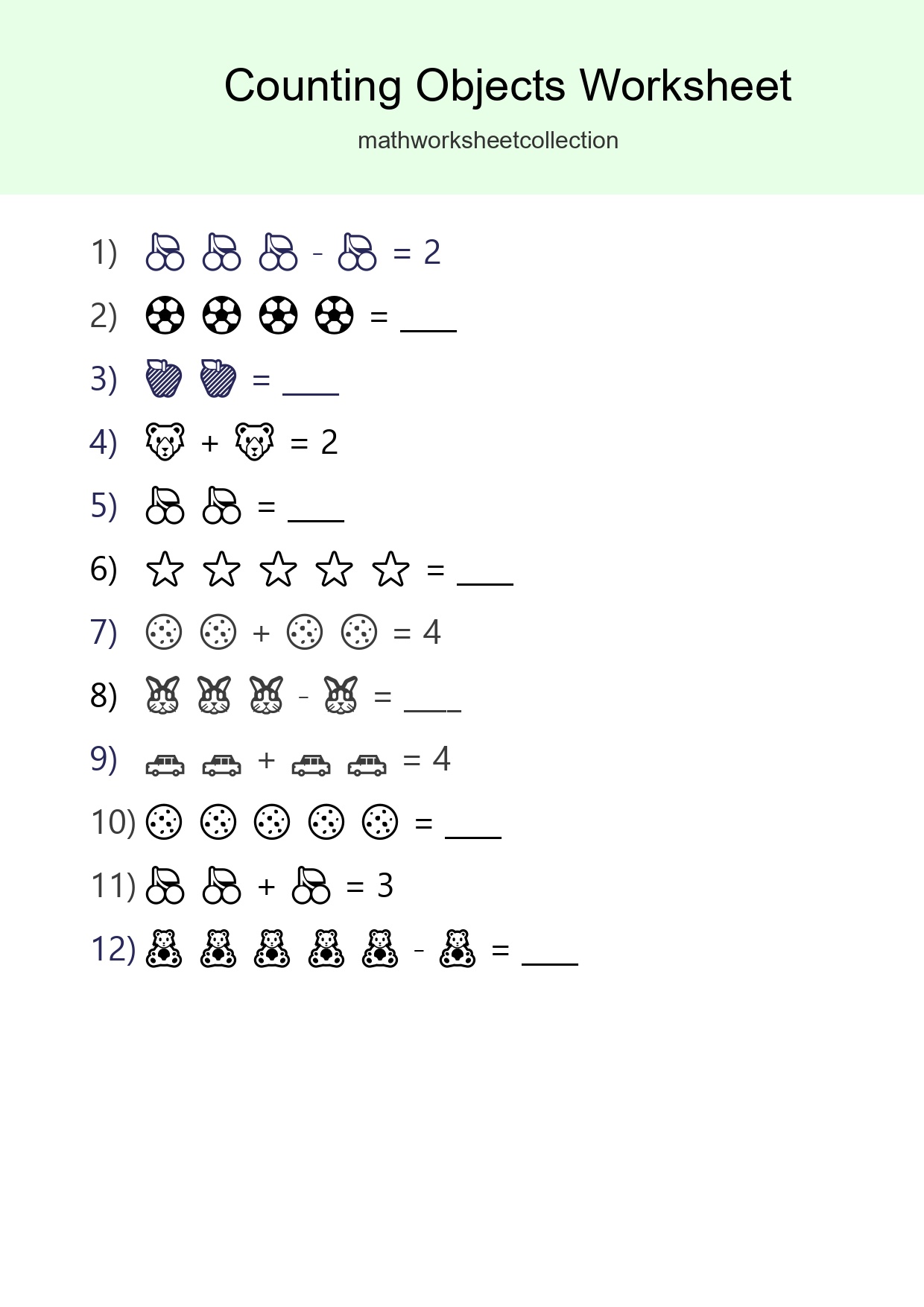 Free Counting Objects Worksheet For Pre-K Printable - Part 113