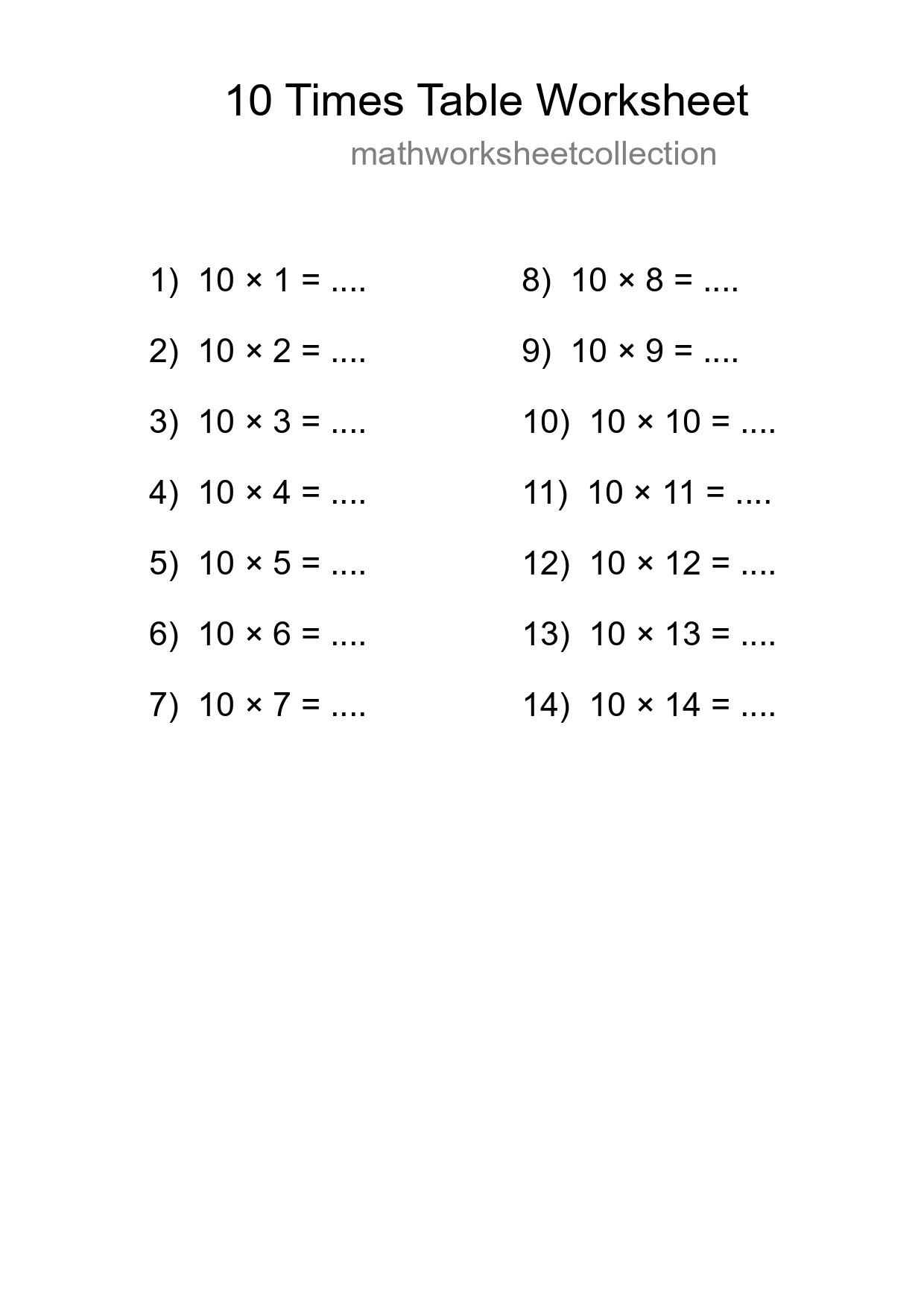 Grade 3 Multiplication Table 10 Practice - Part 299