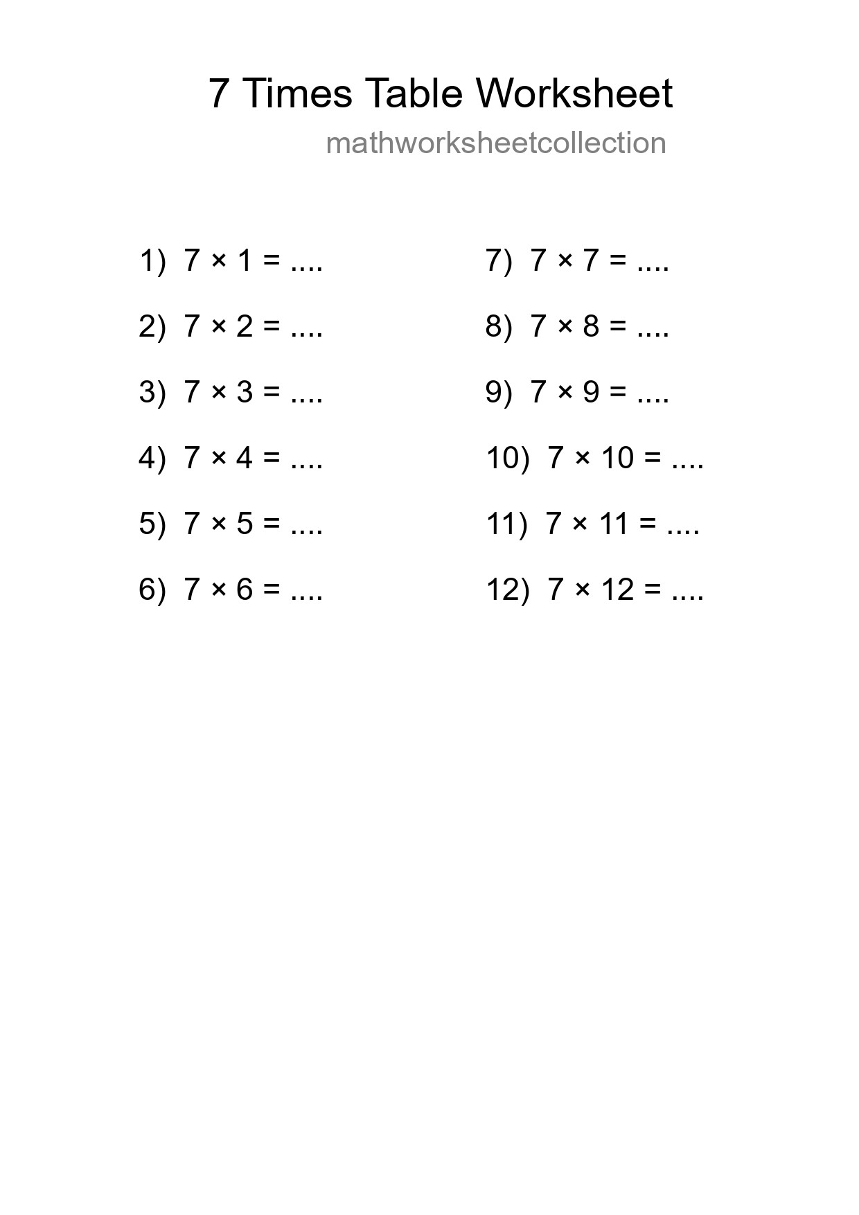Grade 3 Multiplication Table 7 Practice - Part 199