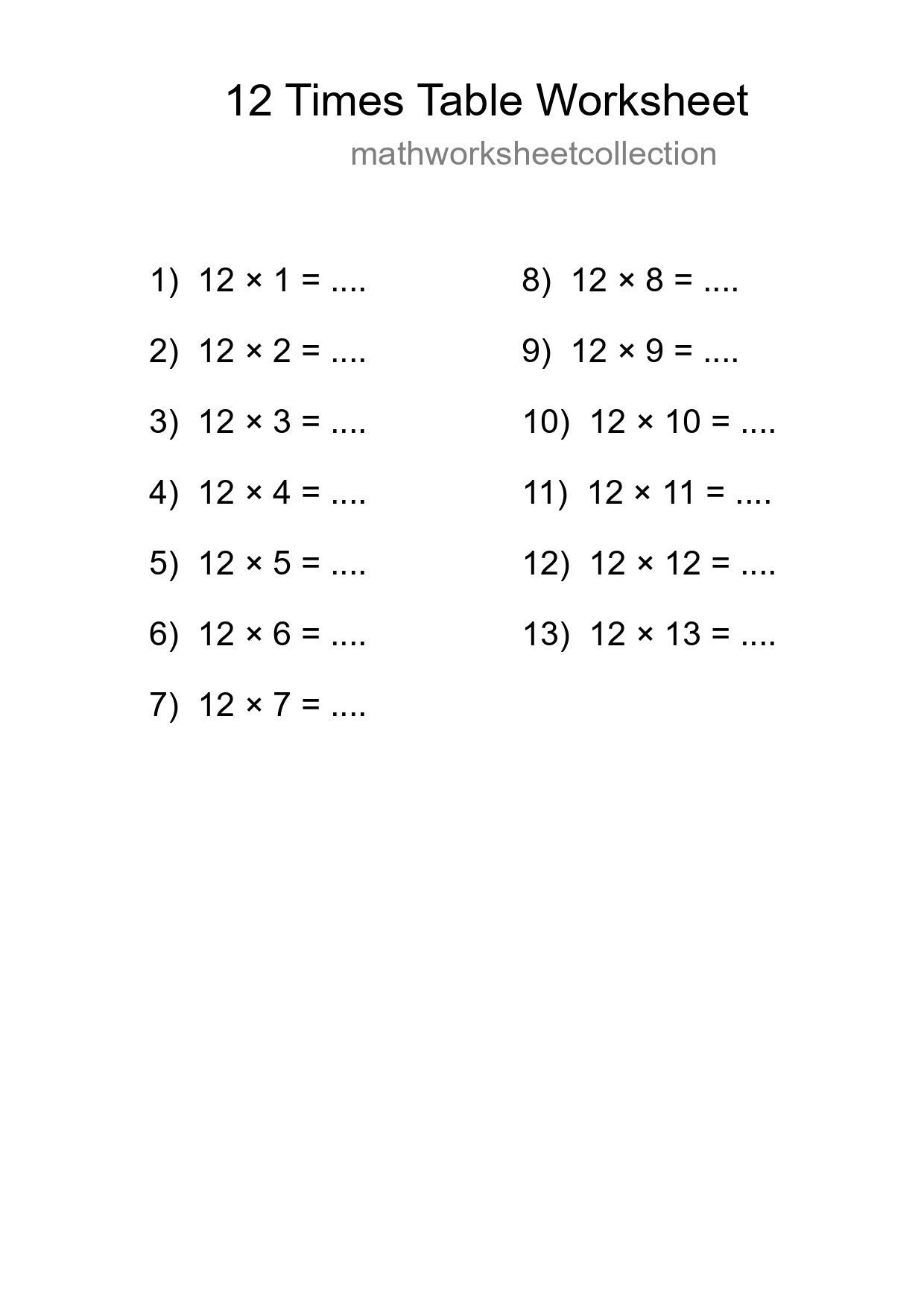 Grade 4 Multiplication Table 12 Practice - Part 149