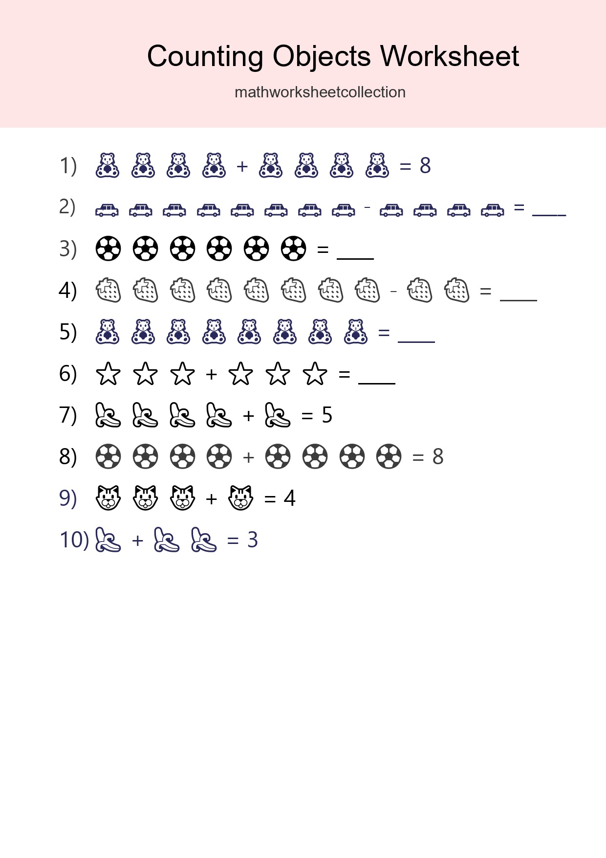 Kindergarten Count The Objects Worksheet - Part 143