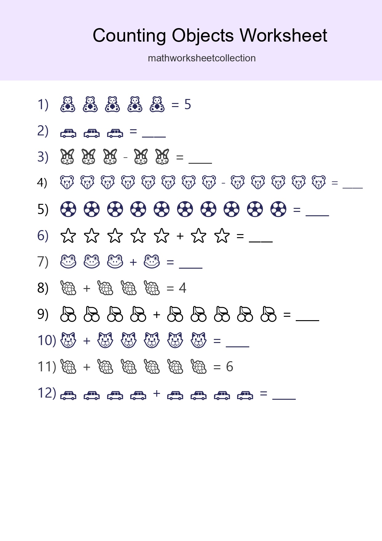 Kindergarten Count The Objects Worksheet - Part 183