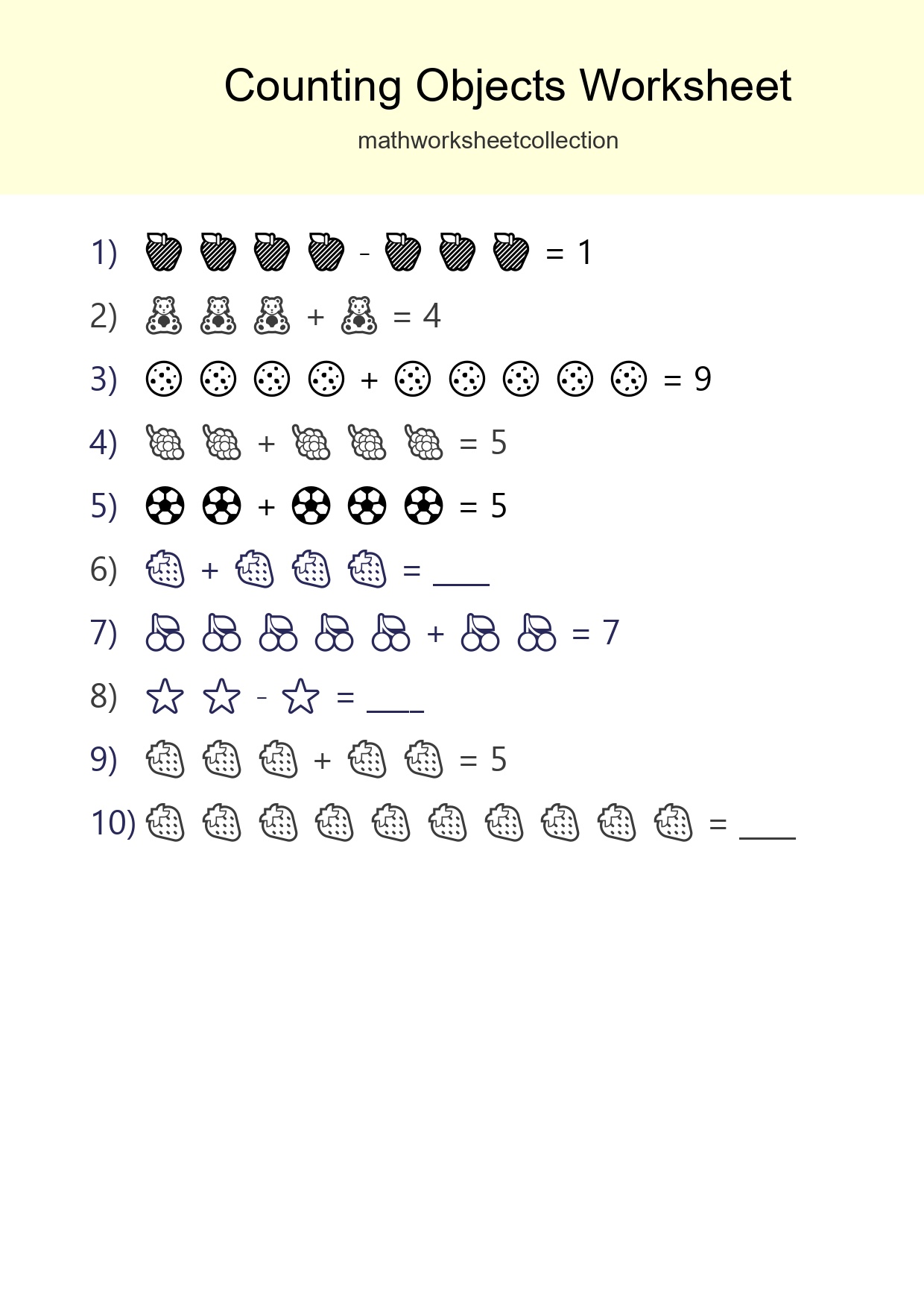 Kindergarten Count The Objects Worksheet - Part 83