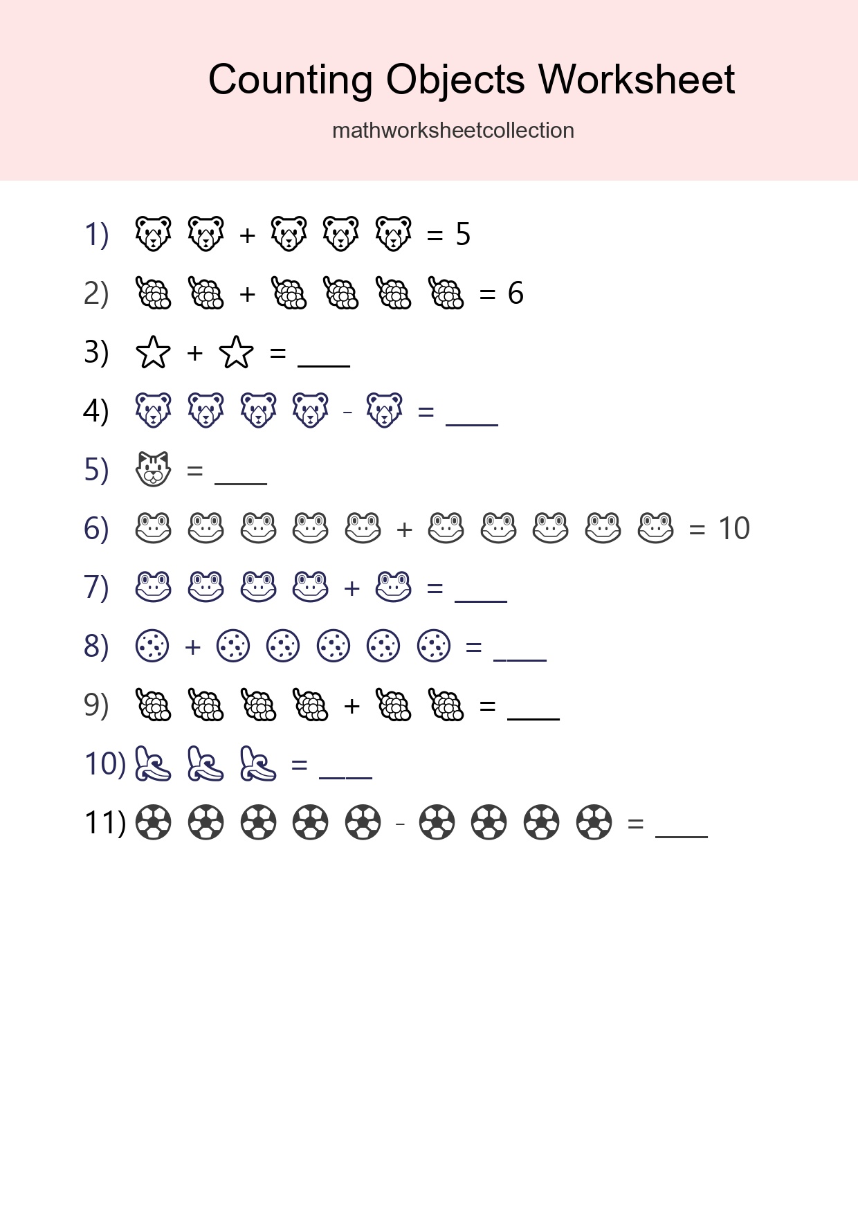 Learn Counting With Pictures Worksheet (Kindergarten) - Part 103