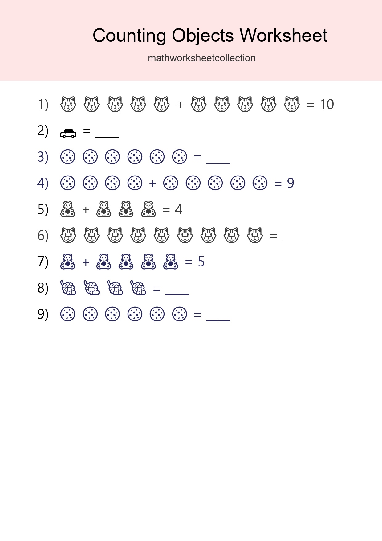 Learn Counting With Pictures Worksheet (Kindergarten) - Part 173