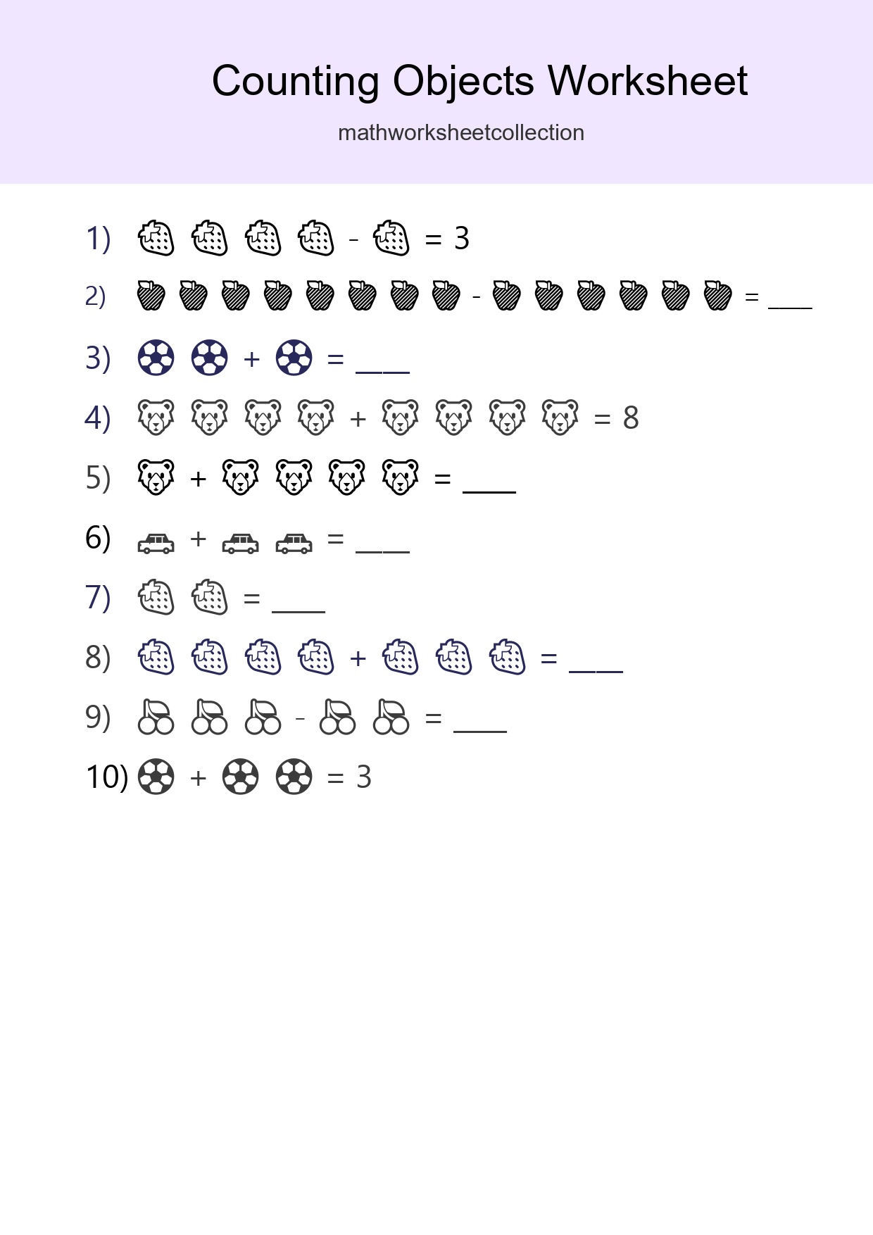 Learn Counting With Pictures Worksheet (Kindergarten) - Part 193