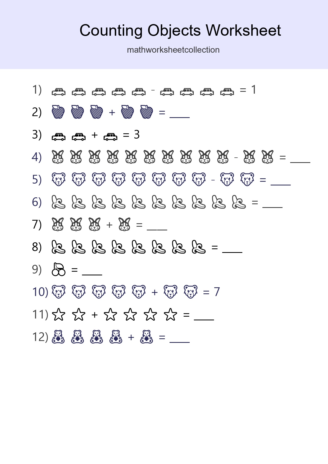 Learn Counting With Pictures Worksheet (Kindergarten) - Part 203