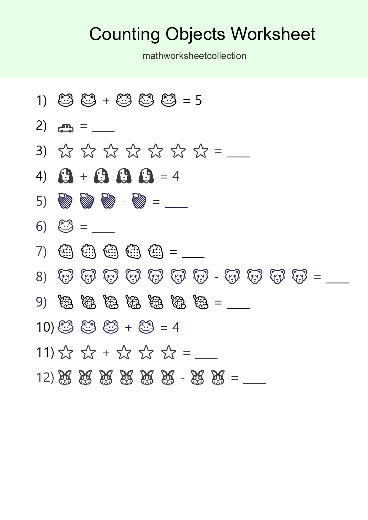 Learn Counting With Pictures Worksheet (Kindergarten) - Part 253