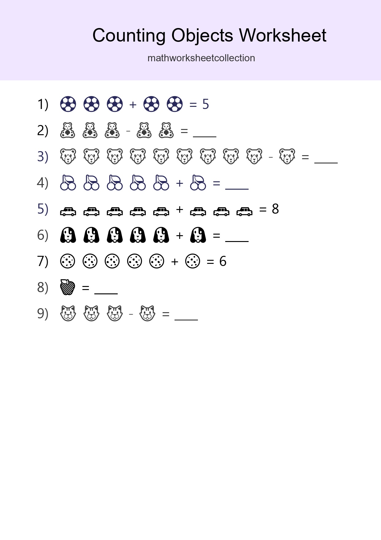 Learn Counting With Pictures Worksheet (Kindergarten) - Part 283
