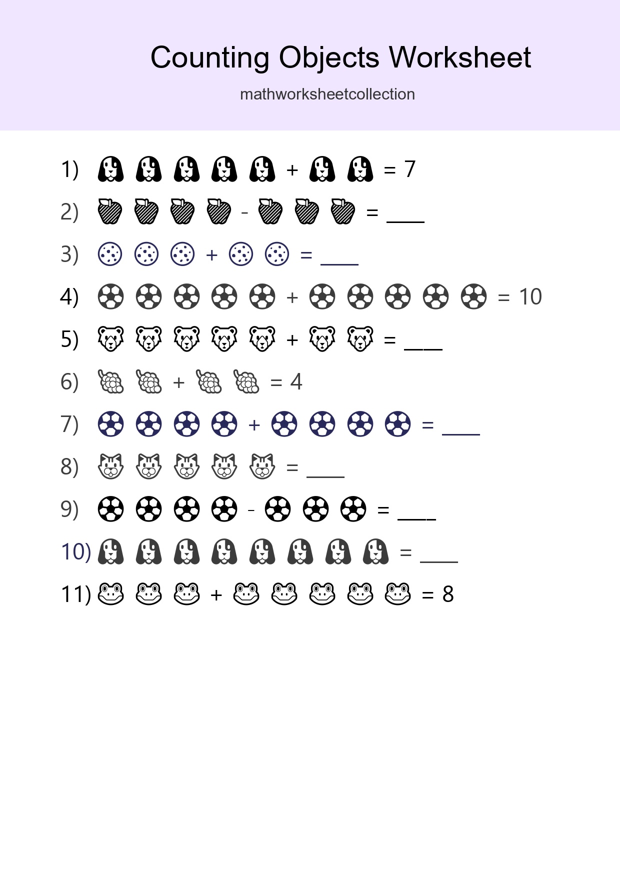 Learn Counting With Pictures Worksheet (Kindergarten) - Part 3