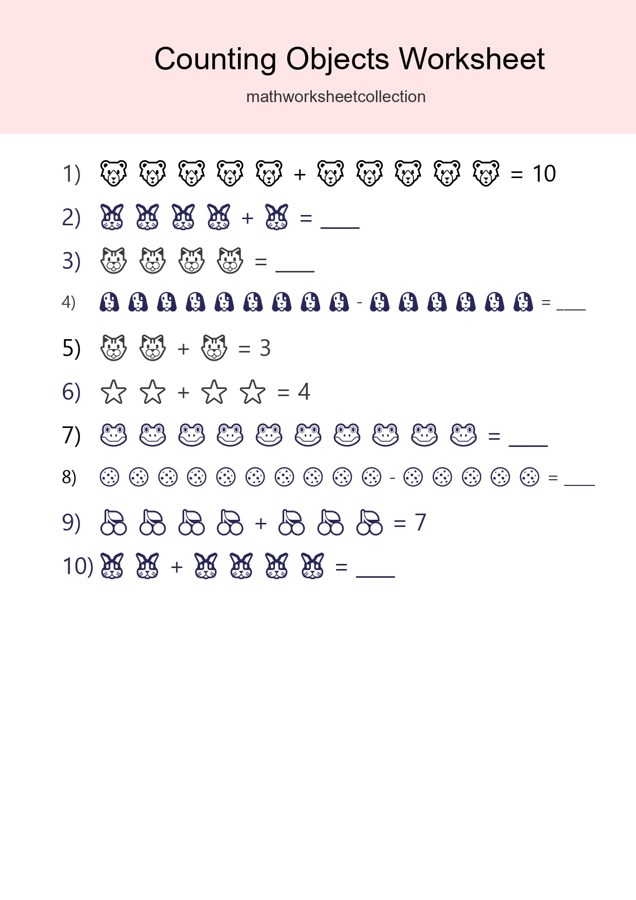 Learn Counting With Pictures Worksheet (Kindergarten) - Part 43