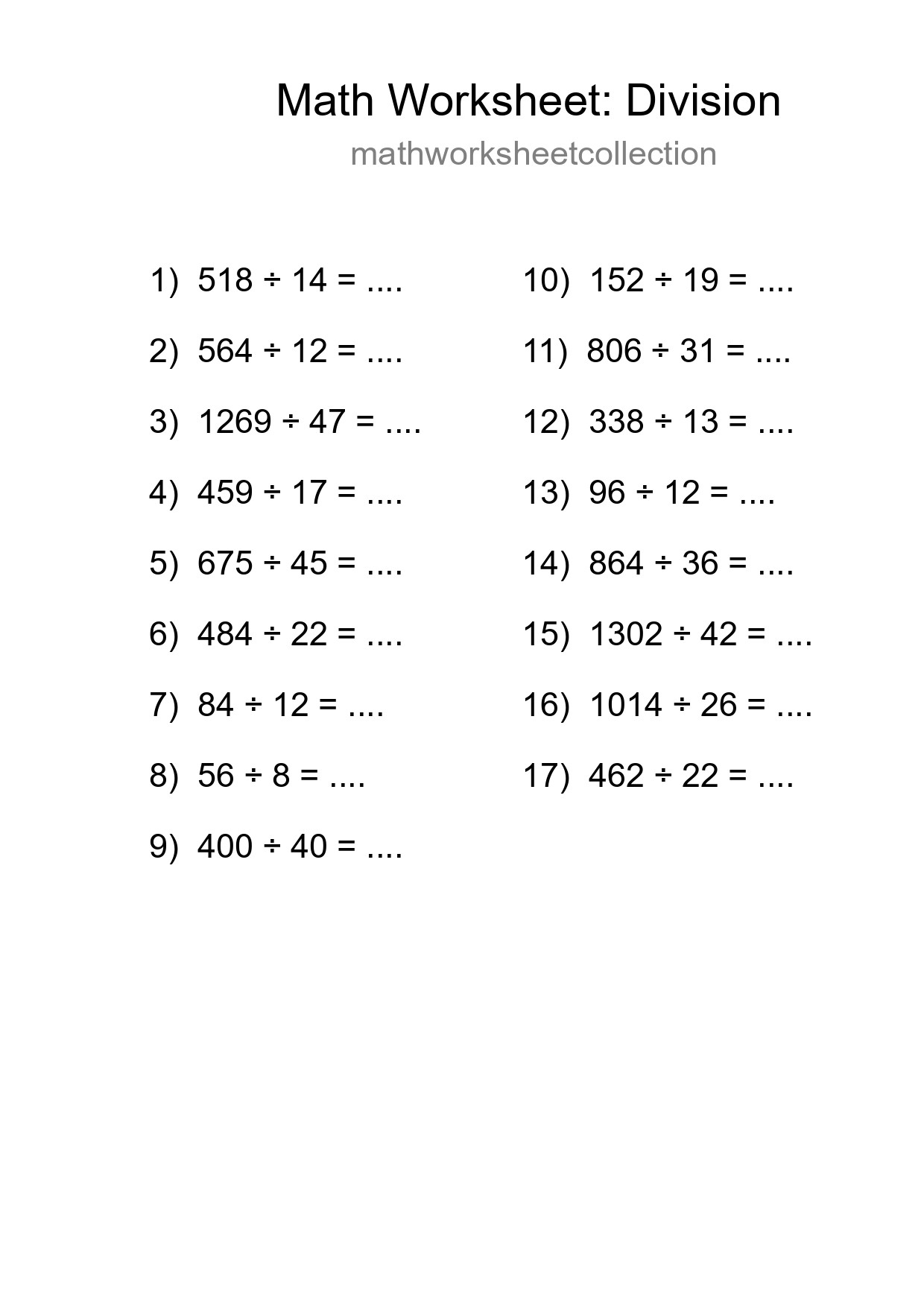 Printable Free 17 Division Math Worksheet For Grade 2 - Part 134