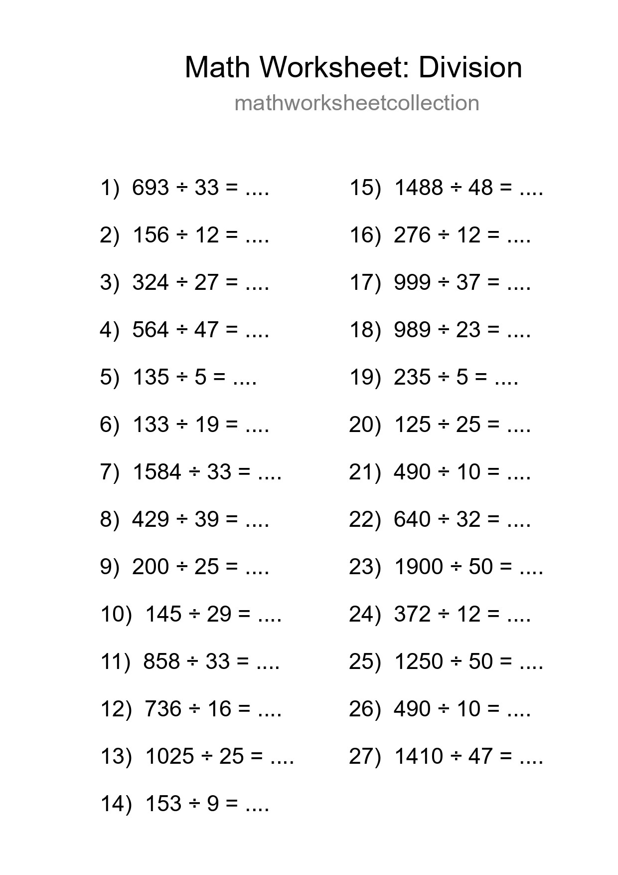 Printable Free 27 Division Math Worksheet For Grade 2 - Part 54