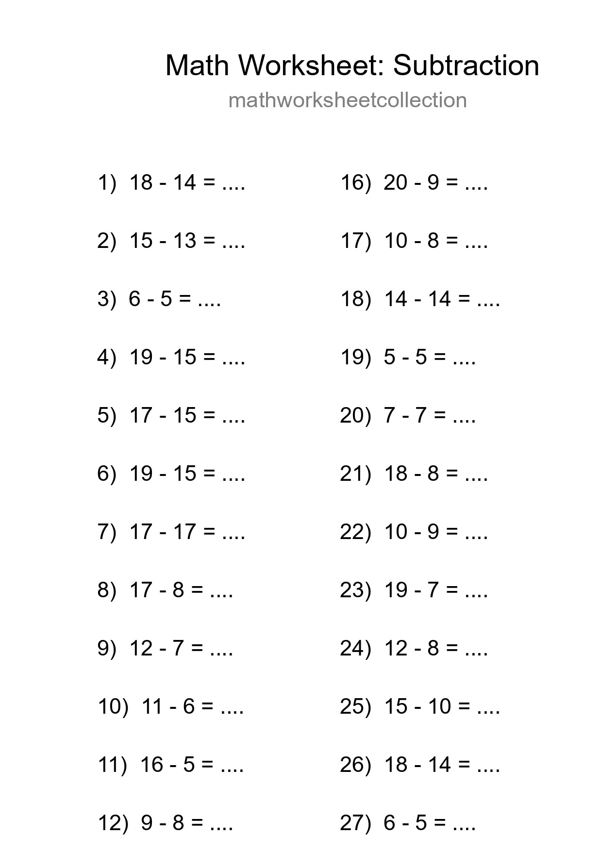 Printable Free 30 Subtraction Math Worksheet For Grade 2 - Part 108